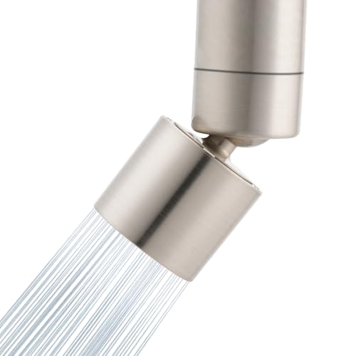 Hibbent NSF/ANSI/CAN 61 Certified Faucet Aerator, CUPC Certification 360 Degree Swivel Kitchen 2-Flow Sprayer Splash-Proof Water Saving Faucet Extender- 55/64 Inch-27UNS Female Thread, Brushed Nickel by Hibbent - Used condition - US$11.19