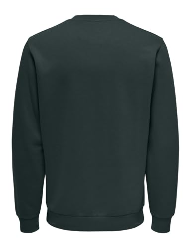 Herren O&S Basic Sweatshirt Regular Fit Pullover Langarm Jumper Sweater Shirt ohne Kapuze ONSCERES, Farben:Grün-4, Größe:L