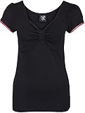 Küstenluder Damen Oberteil Jija Vintage Plain Kurzarm Shirt Schwarz S
