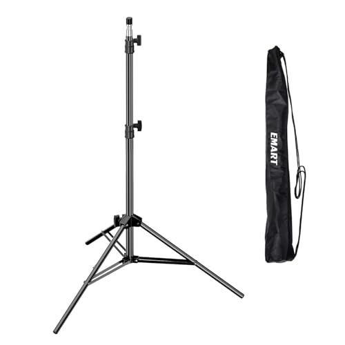 EMART Trépied de Studio Portable 2,1 m avec Vis de 6,35 mm, Trépied à Lampe en Aluminium pour Anneau de Lumière, Flash, Boîte de Lumière Douce, Portrait, Podcast