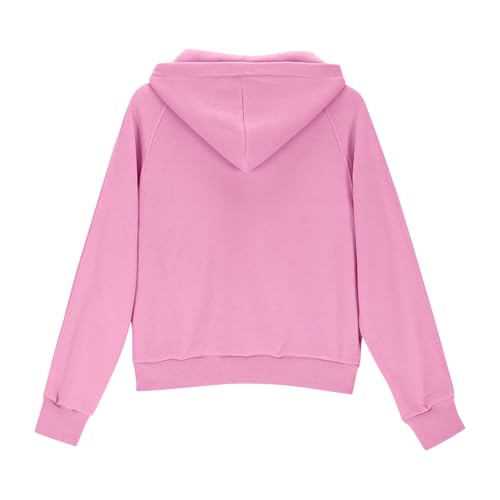 Zip Up Hoodies for Girls Long Sleeve Thumb Hole Cropped Sweatshirts Solid Color Casual Jackets Kids Preppy Clothes3