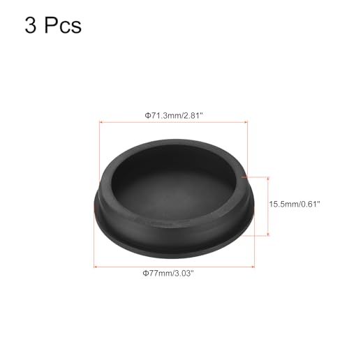 Image of uxcell High Temp Silicone Plug Mount Dia 71.3mm /2.81 inch t Shaped Rubber Stopper Hole Plugs for Powder Coating Plating Waterproof Plugs Sealing Plugs Black Pack of 3(OD 77mm)