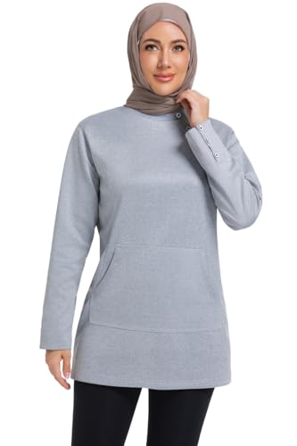 Sweat islamique femme décontracté : haut sportif manches longues de mi-saison