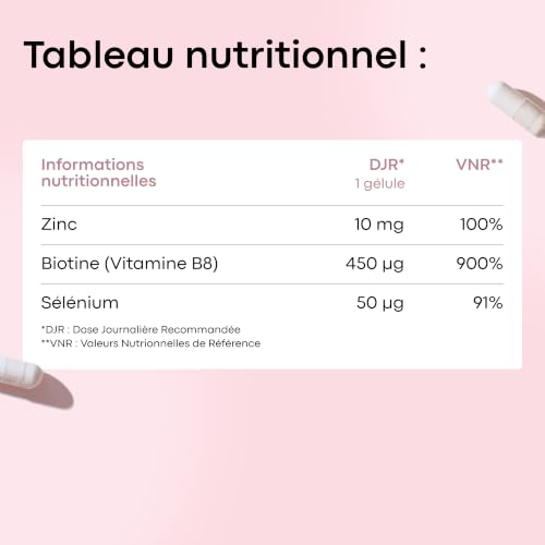 Biotine 450 µg + Sélénium et Zinc, 60 Gélules Végétales - 2 Mois – vue 3