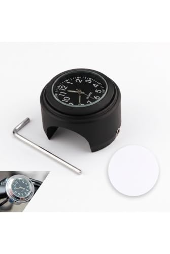 Yekoaru Bike Handlebar Clock, Motorcycle Watch with Luminous Dial, Black