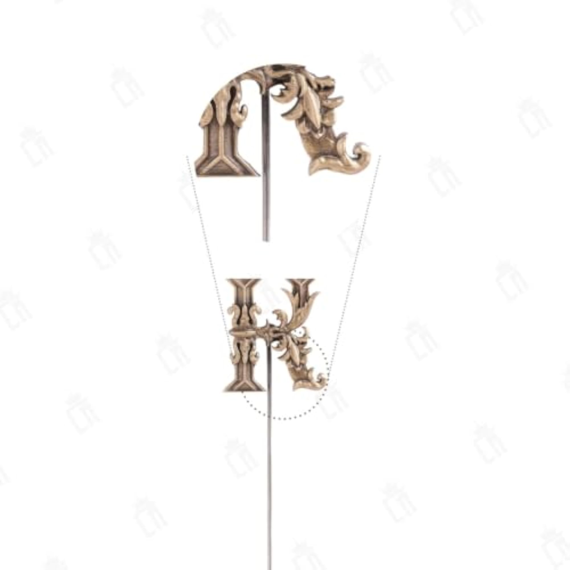 Antique Brass K Alphabet Cufflink & Lapel Pin Combo