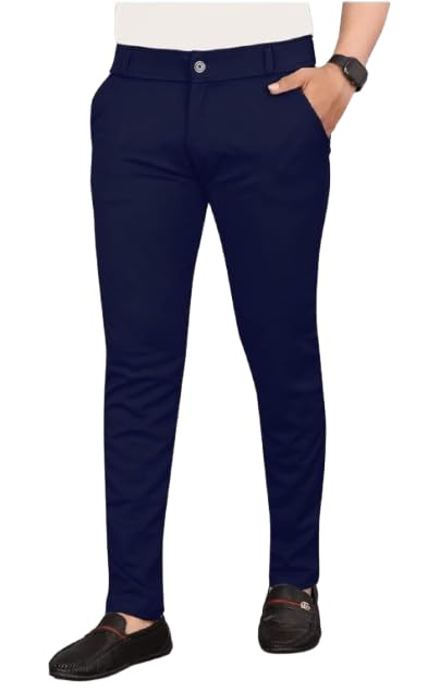 ND JAISWAL for Men Lycra Blend Formal Trousers – Smart Fit Office Wear Pants with Elastic Waistband & Zip Fly-image-8