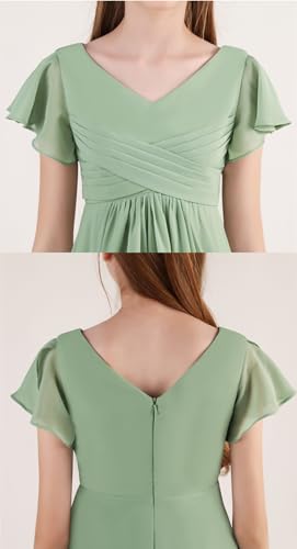 Junior Bridesmaid Dresses for Girls Short Sleeves Chiffon Flower Girl Dresses for Wedding Girls Formal Dress3