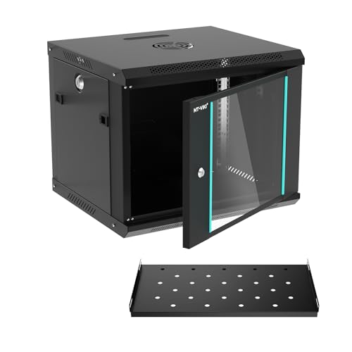 Image of MT-VIKI 9U Wall Mount Server Cabinet Network Rack Vented Enclosure, 0.8mm Thick, 17.7'' Deep (450mm), for 19'' IT Equipment, Included 1pcs Rack Shelf