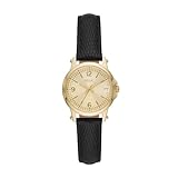 Relic by Fossil Women's Matilda Three-Hand Date Gold Alloy Metal and Black Leather Band Watch (Model: ZR34630)