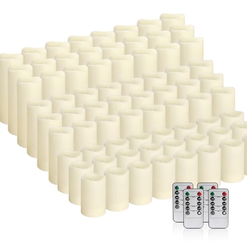 Image of fclayvts 72-Pack LED Flameless Candles with Remote Control -Flickering Flameless Candles-Remote Timer Perfect for Wedding Parties, and Special Occasions(Three Sizes)