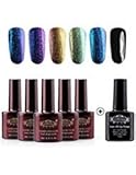 Perfect Summer Big Sale! Gel Nails Polishes Starter Kits 6pcs Colors Gel Polish + Clear Base Coat and Top Coat + Nail Files with 3 Watt UV/Led Portable Lamp and Nail Decorations Jewellery Sets #10