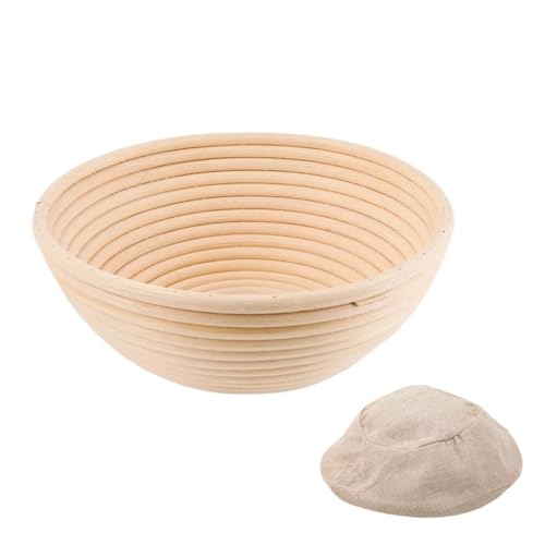 Banneton Pour Pain Panier à pain en rotin Bol de cuisson en osier et rotin fait à la main Fermentation de la pâte Panier à pain au levain Pour Pain(Round 16X6)