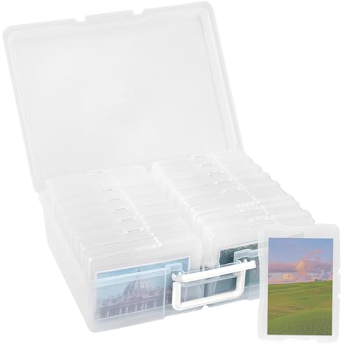 CHUENKUK Caja de Almacenamiento para Fotos con 16 Soportes Interiores, Transparente para Fotos 15x10 cm, Organizador de Plástico PP para Tarjetas, Documentos y Manualidades CHUENKUK Caja de Almacenamiento para Fotos con 16 Soportes Interiores, Transparente para Fotos 15x10 cm, Organizador de Plástico PP para Tarjetas, Documentos y Manualidades