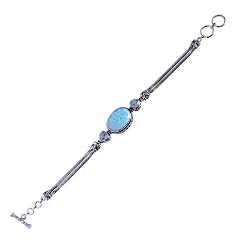Bracelet Larimar et topaze bleue argent 925 anti-ternissement