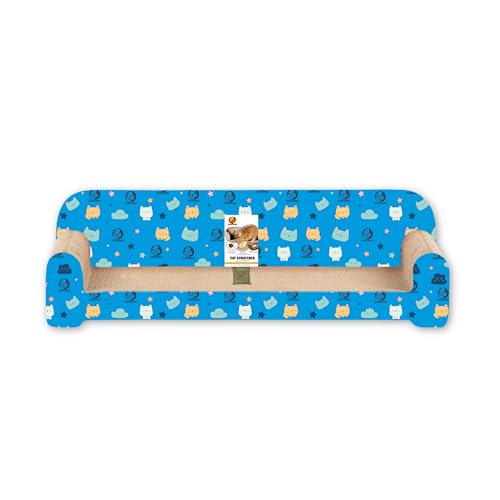 Image of Foodie Puppies Cat Scratcher Pad with Catnip for Cats & Kittens - (Sofa, Small) (43 x 26 x 13 cm) | Durable Modern Longue Corrugated Cardboard Cat Scratching Pad for Furniture Protection & Play