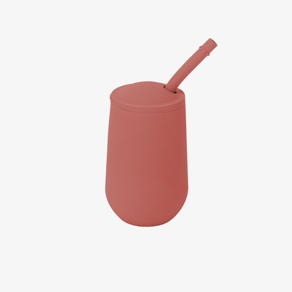 ezpz Happy Cup + Straw Training System - 100% Silicone Training Cup for Toddlers + Preschoolers + Kids - Designed by Pediatric Feeding Specialist - Non-Slip, Tactile Bumps - 237ml - 24 Months+(Sienna)-picture-23