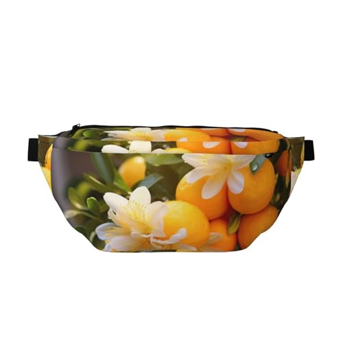 Sac banane de course léger motif fruits oranges et fleurs avec sangle réglable