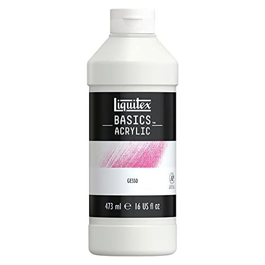 Liquitex 104016 Basics akrylfärg Gesso, perfekt primer i matt vit, klar att använda, matt, ogenomskinlig täckande, för duk, papper, sten, trä, gips – 473 ml kruka