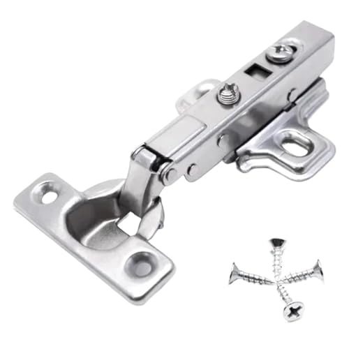 TROGPYXG 1x Bisagras pequeñas de Cierre Suave for Puertas Delgadas, bisagras Ocultas, amortiguación, herrajes for vitrinas, diámetro de Copa de 26 mm, Acero(Half Overlay)