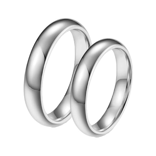 Bague alliance argent en tungstène poli, un anneau de fiançailles premium