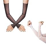 Nfvjfxz 2 Pairs Ultra Thin Mesh Sleeves for Women UV Protection Lace Arm Sleeves Long Fingerless Arm Sleeves Legs Sleeves Accessories for Party Banquet Halloween White Black