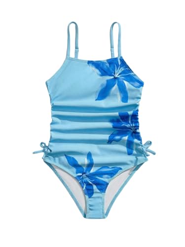 Image of Floerns Girl's One Piece Swimsuit Flower Bow Side Ruched Beach Vacation Bathing Suit
