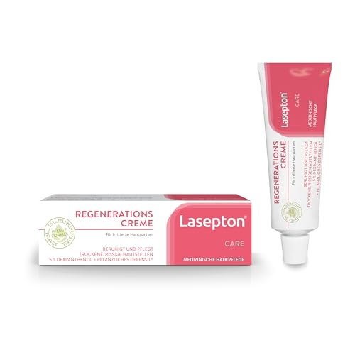 Lasepton Crema regeneradora de 80 ml: loción corporal con dexpantenol y defensil vegetal, crema hidratante para piel seca, agrietada e irritada, calmante