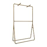 Riel para ropa de alta resistencia, estante de exhibición de ropa antideslizante de pie, perchero lateral frontal de doble capa, ahorro de espacio, arte de hierro, fuerte capacidad de carga/do