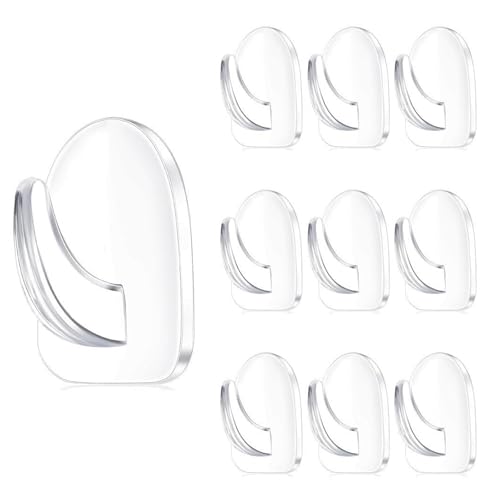 FJDRSIG 10 Pcs Sticky Hooks, Strong Adhesive Wall Hooks for Hanging, Heavy Duty Reusable Self Adhesive Hook, Transparent Reusable Adhesive-Hook, for Kitchen Bathroom Bedroom Office Door Wall