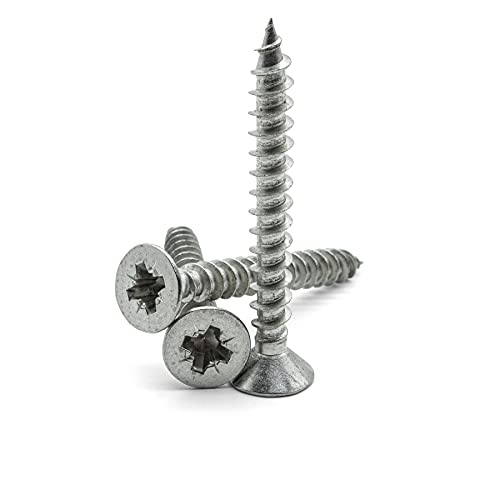 Hippo Hardware No.8 (4mm X 35mm) Pozi Countersunk Fully Threaded Chipboard Wood Screws A2 Stainless Steel (Pack of 20)