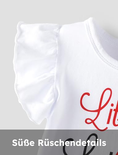 PATPAT Baby Kleidung Mädchen Baumwolle Neugeborenen Strampler Kleidung, Kurze Ärmel | Ärmellos+ Schleifenshorts + Stirnband Bekleidungssets für Mädchen, 3Pcs Sommer 0-18 Monate Geschenk