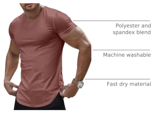 Image of JMIERR Mens Short Sleeve T Shirt Summer Muscle Slim Fitted Crewneck Longline Tees Shirts for Gym Workout