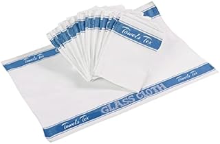 TOWELBAY Pack of 10 Printed Glass Cloth 100% Egyptian Cotton Premium Quality Super Soft Kitchen Restaurant Bar Glass Tea Towels 50 x 75cm (Blue)