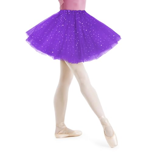 AYBUY Jupe Tutu pour Femme avec Paillettes Étoiles,3 Couches Jupe en Tulle Rétro Années 80,Fête Halloween Carnaval Costume De Fête,Jupe Tutu Rétro...