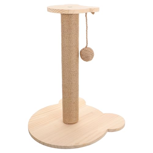 Rascador para gatos con poste de sisal y base de madera miniatura 1