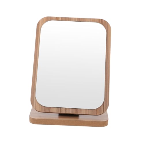 MUCKLILY 1Pc Wooden Desktop Folding Makeup Mirror Tabletop Cosmetic Mirror for Home Dorm Use High Definition Surface Lightweight Design for Beauty