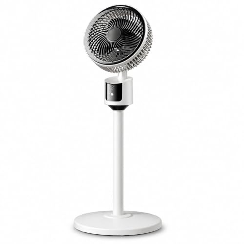 Ventilateur sur pied alimenté par USB, 30 dB ultra silencieux, flux d'air turbo à 3 vitesses avec grille de sécurité dense, base large stable et flux d'air de 5 m pour bureau, logement étudiant et