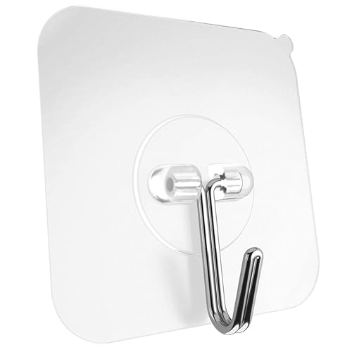 Image of Round Hooks for Wall Without Drilling, 10 Pack Self Adhesive Hooks for Wall Heavy Duty Strong Nail Free for Hanging Photo Frame Stainless Steel