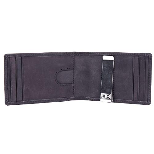 Image of Brooklyn Bridge Genuine Leather Money Clip Wallet for Men Crazy Horse Black - Premium Slim RFID Protected Wallet with Cash Clip & Multiple Card Slots, Stylish Front Pocket Design, Gift for Men