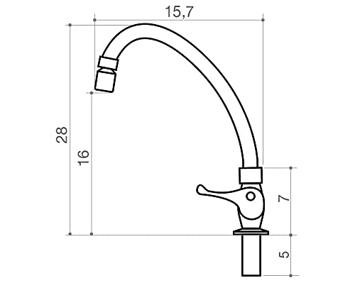 CIVITT Torneira para cozinha de mesa em abs cromado bica móvel com registro alavanca 1/4 de volta, 1