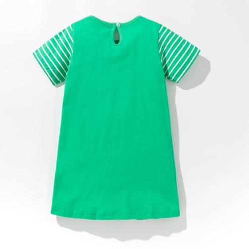 Image of HILEELANG Toddler Girl Short Sleeve Easter Dress Cotton Casual Jersey Shirt Playwear Applique Dress