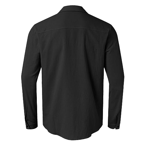 Mens Casual Fashion Solid Color Lapel Long Sleeve Cardigan Shirt Gradient Shirt Mens Shirts2