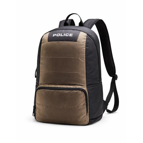 Image of Police 20L Laptop Backpack for Men & Women | Lightweight Office & Travel Bag with Adjustable Padded Straps | Water-Resistant | Army Green & Black