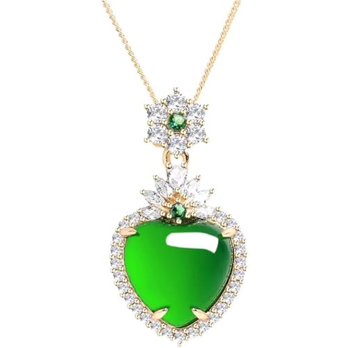 Collier en jade vert véritable d'Asie et argent doré d'exception