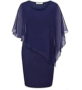 SeSe Code Women's Mesh Cape Overlay Bodycon Knee Length Pencil Dress for Wedding Guest