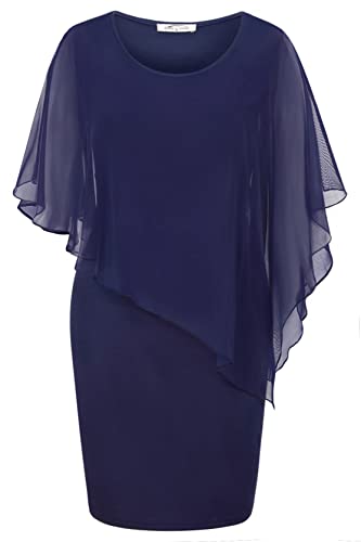 SeSe Code Dresses That Hide Belly Fat, 2025 Summer Wedding Guest Mesh Cape Overlay Bodycon Knee...