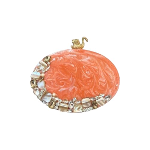 Orange Oval Clutch Handmade Resin Purse with pocket looks desinger Clutches for Women Bridal Clutches for Wedding Celebrity Party Evening Marble Purse for womens-image-19