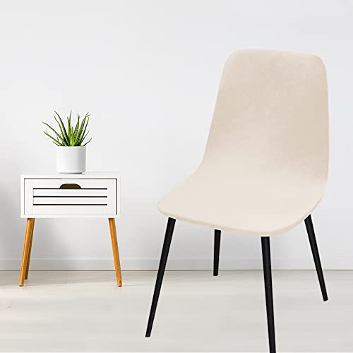 Itfro Set Of 6 Stretch Velvet Shell Chair Cover Mid Century Modern Dining Chair Slipcover Armless Accent Chair Cover Kitchen Chair Seat Protector For Hotel Party (Beige) #TOP1