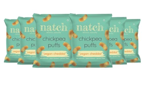 Image of Natch Chickpea Protein Puffs, Healthy Snacks, Rich in Fiber, Not Fried Not Baked Gluten Free, Vegan, Trans Fat Free, Vegan Cheddar, 20g each (Pack of 6)